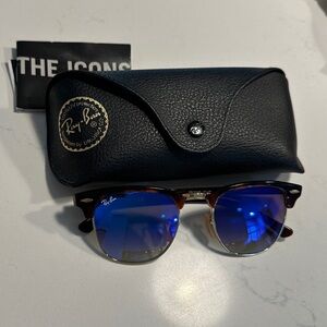 Ray-Ban Gold clubmaster Sunglasses with Blue Lenses